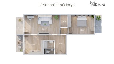 Prodej prostorného bytu 2+1 po částečné rekonstrukci v Hradci Králové - tř. Ed. Beneše