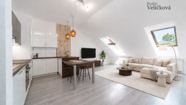 Prodej  podkrovního bytu 3+kk s parkovacím stání v Milovicích (okr. Nymburk)