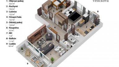 Prodej krásného zděného bytu 3+1, ul. Ve Střešovičkách,  s úžasným výhledem na centrum Prahy