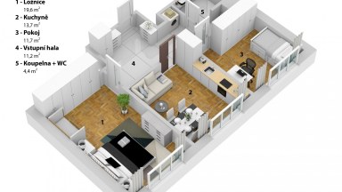 Prodej slunného, moderního bytu 3+kk, 64 m2, ul. Bělohorská, Praha 6 - Břevnov