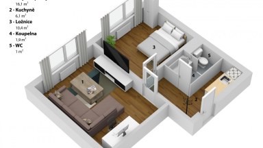 Prodej družstevního bytu 2+kk v Hradci Králové - Pod Zámečkem