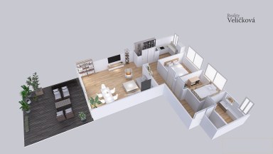 Prodej úchvatného nového bytu 3+1 s terasou a krytým garážovým stáním, v ulici Stromová, Pardubice