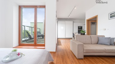 Prodej jedinečného bytu 1+kk s terasou v novostavbě na Labském Palouku v Pardubicích