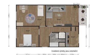 Krásný, zrekonstruovaný byt 3+1 s balkonem v Hradci Králové - Sekaninova