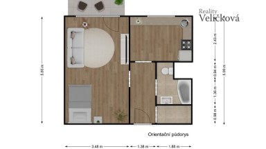 Nádherně zrekonstruovaný byt 1+1 s balkonem v Hradci Králové - Moravské Př. - ul. Pod Zámečkem